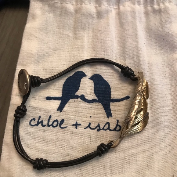 Chloe and Isabel Sculpted Feather Leather Bracelet and Leaf Necklace set - Picture 6 of 7